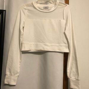 TOBI white long sleeve crop top